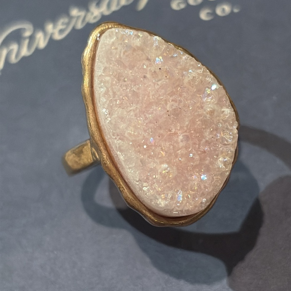 Universal Thread Pink and Gold Sparkling Druzy Ring Size 8.5